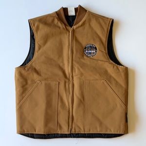 EUC Vintage Insulated vest, brown duck zipup front